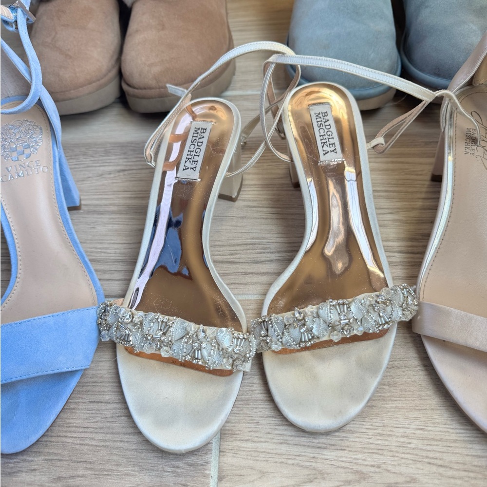 Badgley Mischka Silver Embellished Heels